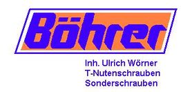 Logo mit der Aufschrift "Böhrer", darunter "Inh. Ulrich Wörner, T-Nutenschrauben, Sonderschrauben".