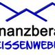 Logo der Baufinanzberatung Reissenweber mit stilisierten blauen Hausdächern.
