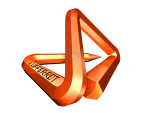 Dreieckiges orangefarbenes 3D-Logo mit Schriftzug "Tabersoft" auf der linken Seite.