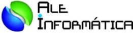 Logotipo com texto "Ale Informática" e ícone azul e verde à esquerda.