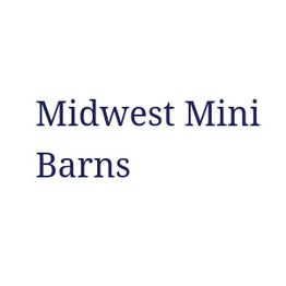 Text "Midwest Mini Barns" in dark blue on a white background.