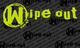 Logo verde con la scritta "Wipeout design" su sfondo nero con testo ripetuto.