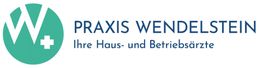 Logo der Praxis Wendelstein, Haus- und Betriebsärzte mit grünem Kreis und weißem Kreuz.