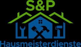 Logo von S&P Hausmeisterdienste mit Symbolen für Werkzeuge und Hausdach.