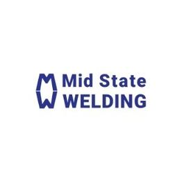 Logo with text "Mid State Welding" and an abstract blue "MW" design on the left side.