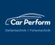 Logo mit Auto-Silhouette. Text: "Car Perform, Dellentechnik, Folientechnik" auf blauem Hintergrund.