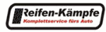 Logo von Reifen-Kämpfe, Komplettservice fürs Auto, mit einem Reifenmotiv links.