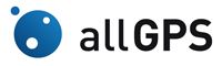 Logo von allGPS: Blauer Punkt mit kleineren Punkten davor, neben dem Schriftzug "allGPS" in Schwarz.