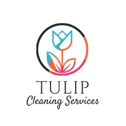 Logo of Tulip Cleaning Services with a stylized colorful tulip inside a circle.