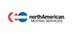 Logo of North American Moving Services with red and blue arrows.