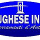 Logo blu ovale con testo "LA LUGHESE INFISSI, Serramenti d'Autore".