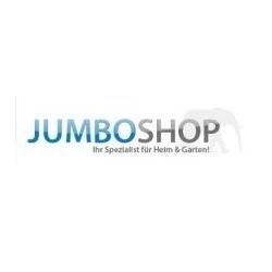 Logo mit Text "JUMBOSHOP – Ihr Spezialist für Heim & Garten!" auf weißem Hintergrund.