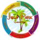 Logotipo de Isla Park Cabrerizos con palma y texto sobre cumpleaños y eventos familiares.