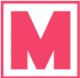 Pink letter "M" inside a square border on a white background.