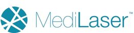 Logo di MediLaser con testo azzurro e simbolo grafico rotondo a sinistra.