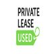 Afbeelding met de tekst "Private Lease Used" en een groene label met vinkje.