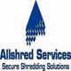 Logo of Allshred Services with a blue tree design and the text "Secure Shredding Solutions."