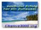 Strand mit Palmen, blauem Himmel und Text: "... auch der Erfolg hat ein Zuhause! Chance3000.org".