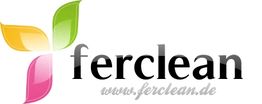 Logo von ferclean mit buntem Blattform-Design. Text: "www.ferclean.de".