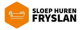 Oranje logo met een bootpictogram en tekst: "Sloep Huren Fryslân".