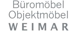 Text: "Büromöbel Objektmöbel WEIMAR" in grauer Schrift auf weißem Hintergrund.