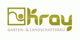 Logo mit Schriftzug „Kray Garten- & Landschaftsbau“ in Grün, stilisierte Pflanze links.