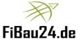 Logo von FiBau24.de mit grünem, abstraktem Pfeilmotiv.