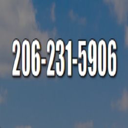 Phone number 206-231-5906 displayed against a blue sky background.