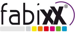 Logo mit Schriftzug "fabixx", darunter bunte Quadrate in Grau, Gelb, Rot, Grün, Violett und Blau.