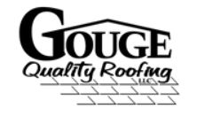 Gouge Quality Roofing LLC logo with stylized roof over company name and shingle design below.
