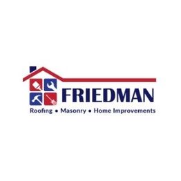 Logo of Friedman with icons and text: Roofing, Masonry, Home Improvements.