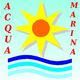 Logo con sole e onde, testo: Agenzia Acqua Marina Immobiliare. Sfondo sfumato azzurro.