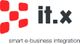 Logo mit roten Quadraten und Text: "it.x smart e-business integration".