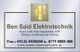 Visitenkarte von Ben Said Elektrotechnik mit Kontaktdetails und Leistungen im Bereich Strom.