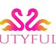 Zwei rosa Schwäne über dem Text "BEAUTYFUL DU".