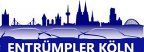 Silhouette von Kölns Skyline mit dem Schriftzug "Entrümpler Köln".