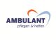 Logo mit Text "AMBULANT pflegen & helfen", zwei farbige Herzen darüber.