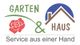 Logo mit Rose, Hausdach und Text: "Garten & Haus - Service aus einer Hand".
