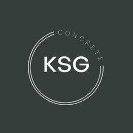 Logo with "KSG Concrete" inside a simple circle on a dark background.