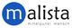 Blau-weißes "malista"-Logo mit dem Slogan "mittelpunkt mensch" darunter.