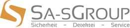 Logo der SA-sGROUP mit gelbem Symbol, Text: "Sicherheit - Detektei - Service".