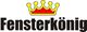 Logo mit roter und gelber Krone über dem schwarzen Schriftzug "Fensterkönig".