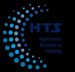 Logo de HTS en azul degradado con círculos rodeando el nombre. Texto: "Hydraulic Technical Supply".