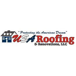 Logo of "USA Roofing & Renovations, LLC" with a house and the slogan "Protecting the American Dream."