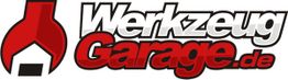 Logo mit Text "Werkzeug Garage.de" und rotem Werkzeug-Symbol links.