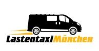 Schwarzer Lieferwagen-Logo mit der Aufschrift "Lastentaxi München" auf weißem Hintergrund.