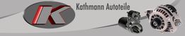Logo von Kathmann Autoteile mit Autoersatzteilen im Hintergrund.