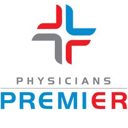 Logo of Physicians Premier with a red and gray cross emblem above the text, "PHYSICIANS PREMIER."