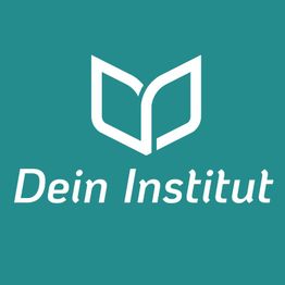 Logo: Ein stilisiertes Buch und der Text "Dein Institut" auf türkisem Hintergrund.