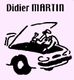 Texte "Didier MARTIN" et dessin d'un mécanicien réparant une voiture avec capot ouvert.